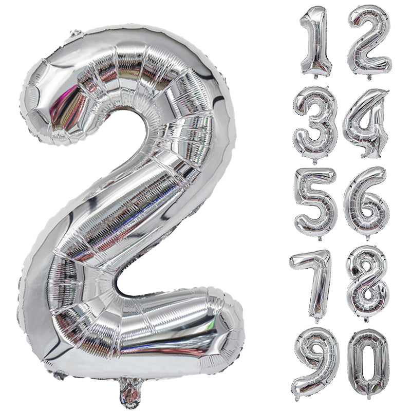 Number Balloons Birthday Silver 32“ Helium Giant Foil Large Birthday Age Party