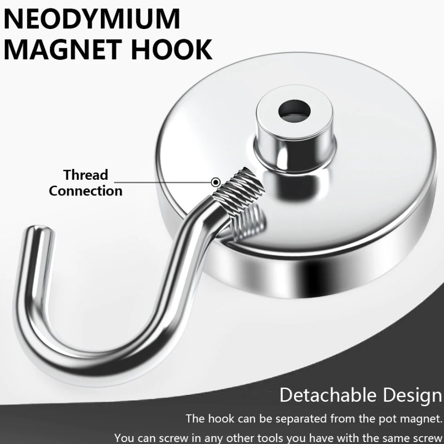 Magnetic Hooks Strong 10x Magnet Hanger Hold Neodymium Hook Heavy Duty Kitchen Silver Black