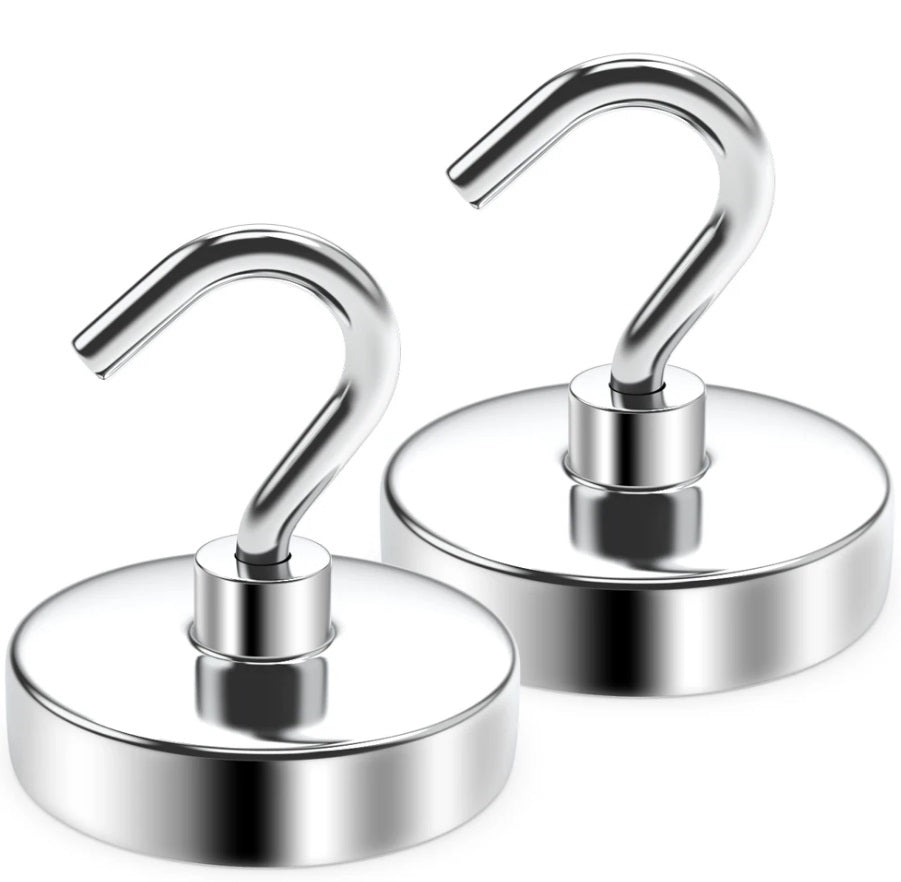 Magnetic Hooks Strong 10x Magnet Hanger Hold Neodymium Hook Heavy Duty Kitchen Silver Black