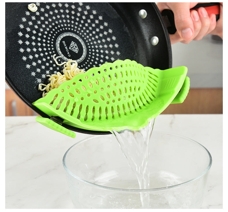 Strainer Pan Silicone Clip on Pot Drainer Fruit Colander Food Filter Kitchen UK
