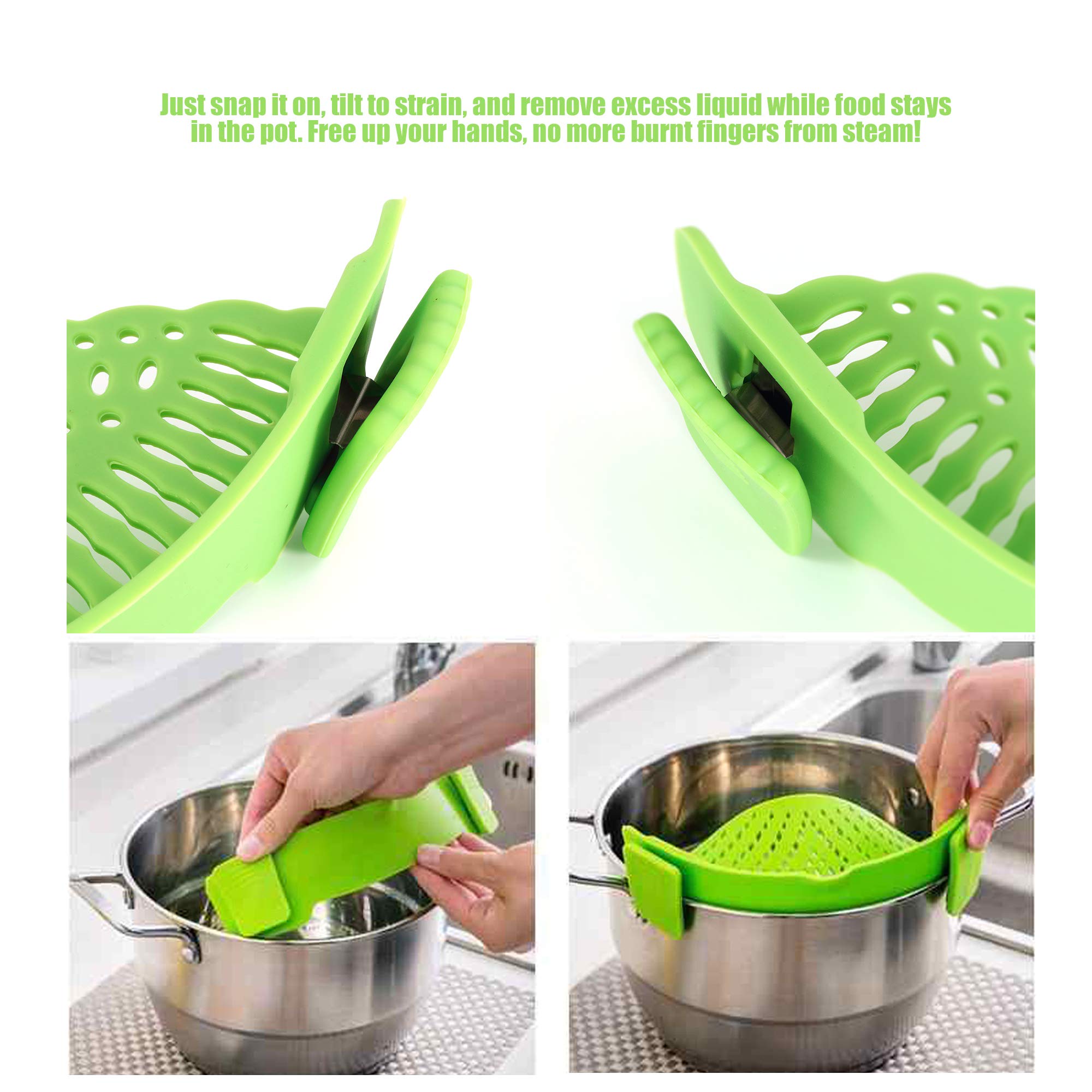 Strainer Pan Silicone Clip on Pot Drainer Fruit Colander Food Filter Kitchen UK