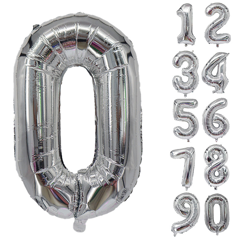 Number Balloons Birthday Silver 32“ Helium Giant Foil Large Birthday Age Party