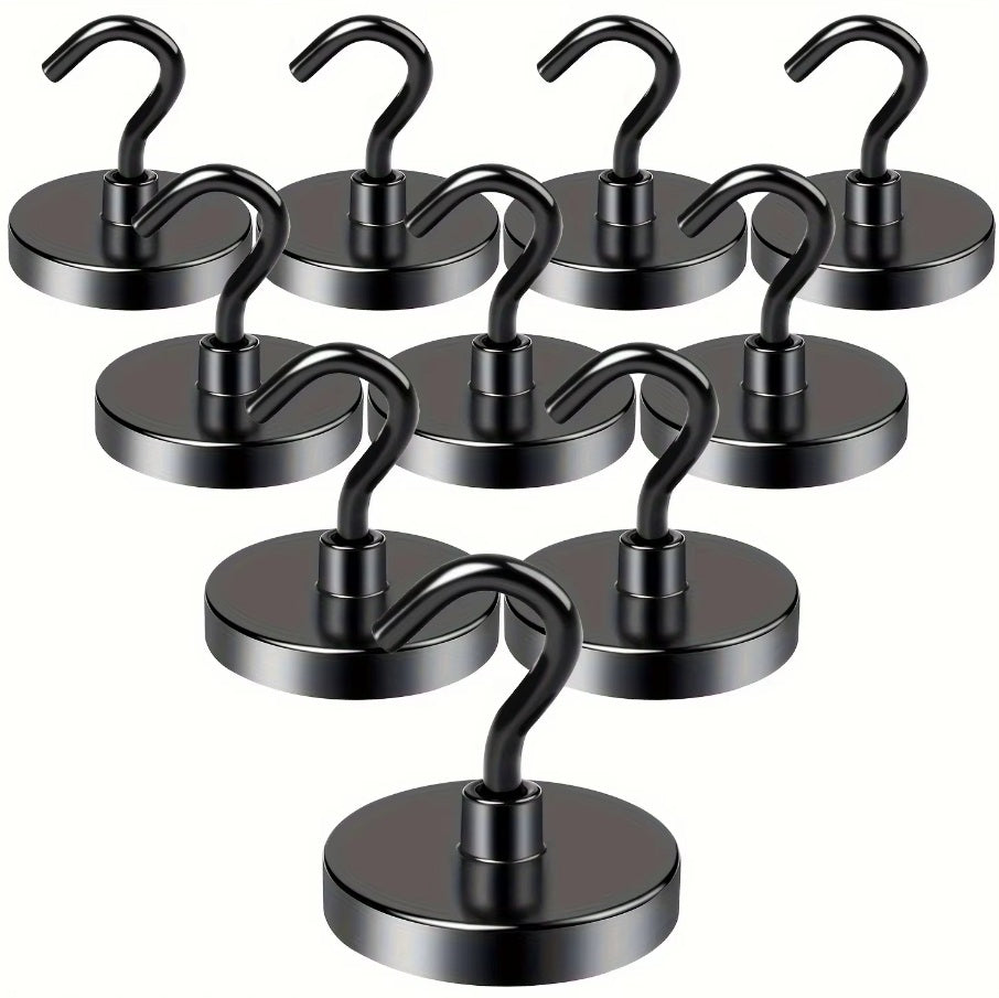 Magnetic Hooks Strong 10x Magnet Hanger Hold Neodymium Hook Heavy Duty Kitchen Silver Black