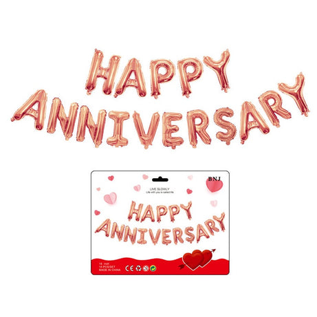 Happy Anniversary Balloons Rose Gold Foil Party Decoration Wedding 16" Letters