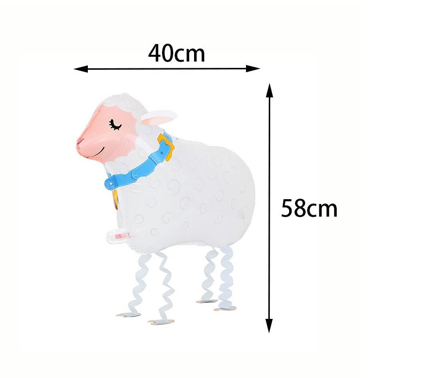 Sheep Balloon Walking Pet Animal Airwalker Foil Helium Kids Parties Toys Birthday Farm