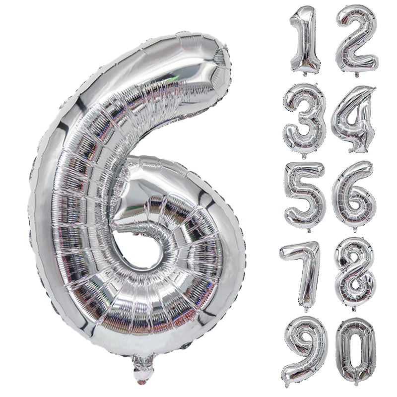 Number Balloons Birthday Silver 32“ Helium Giant Foil Large Birthday Age Party