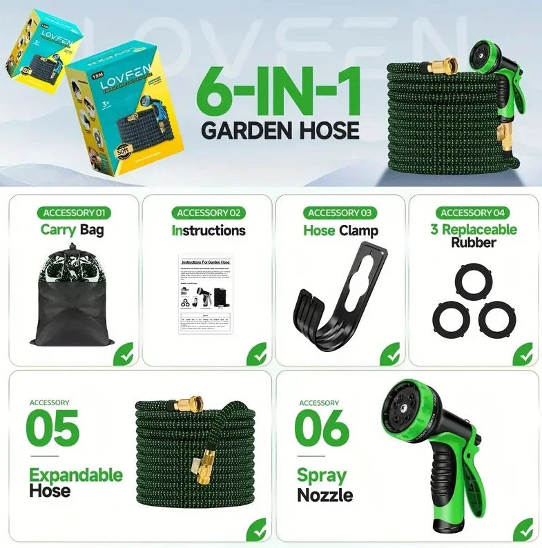 Garden Hose Heavy Duty 25-100FT Expandable Flexible Pipe Water Spray Gun 10 Modes