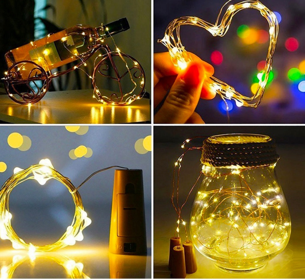 LED Lights Battery 10 LED 1m Bottle Fairy String Cork Christmas Wedding Party