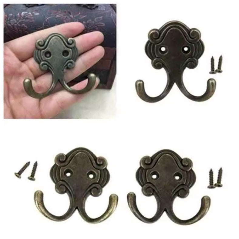 Coat Hooks Bronze Vintage  Cast Wall Mounted Cast Antique Hook Door Robe Clothes Hang