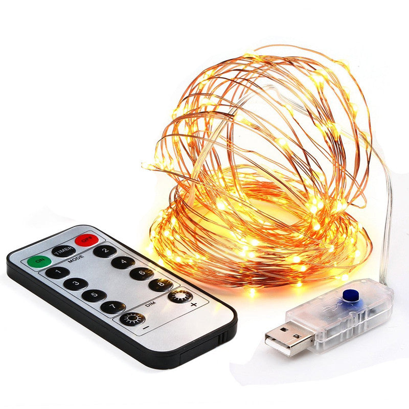 USB Fairy Light LED 2/5/10/20/30m Warm White Wire String Xmas Party Remote Fun USB Plug