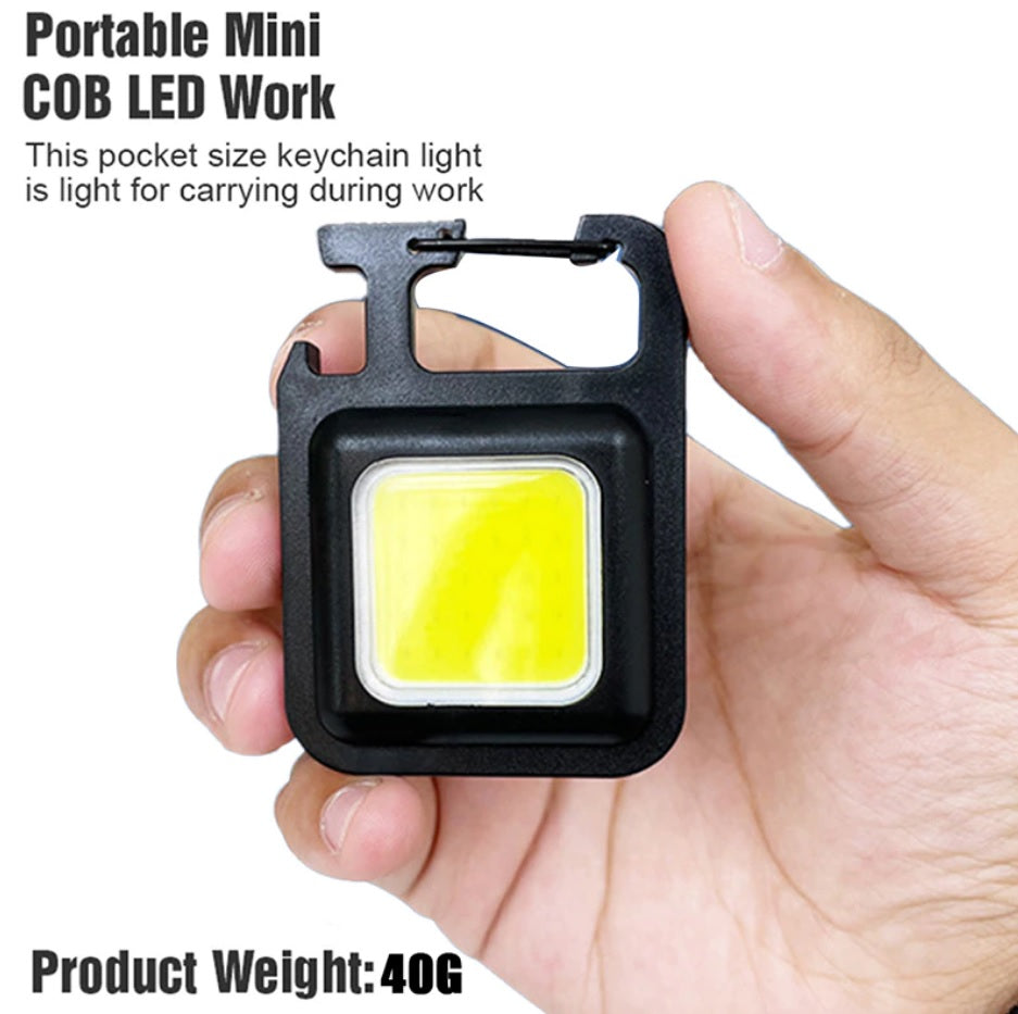 LED Rechargeable Light 800 Lum Mini USB COB Keychain Work Key Ring Camp Torch UK