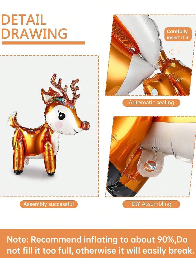 Reindeer Rudolph Balloon Deer 3D Christmas Standing Children Birthday Party Kids Decorations