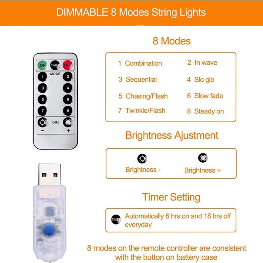 USB Fairy Light LED 2/5/10m Copper Wire String Xmas Party Remote Control Fun UK