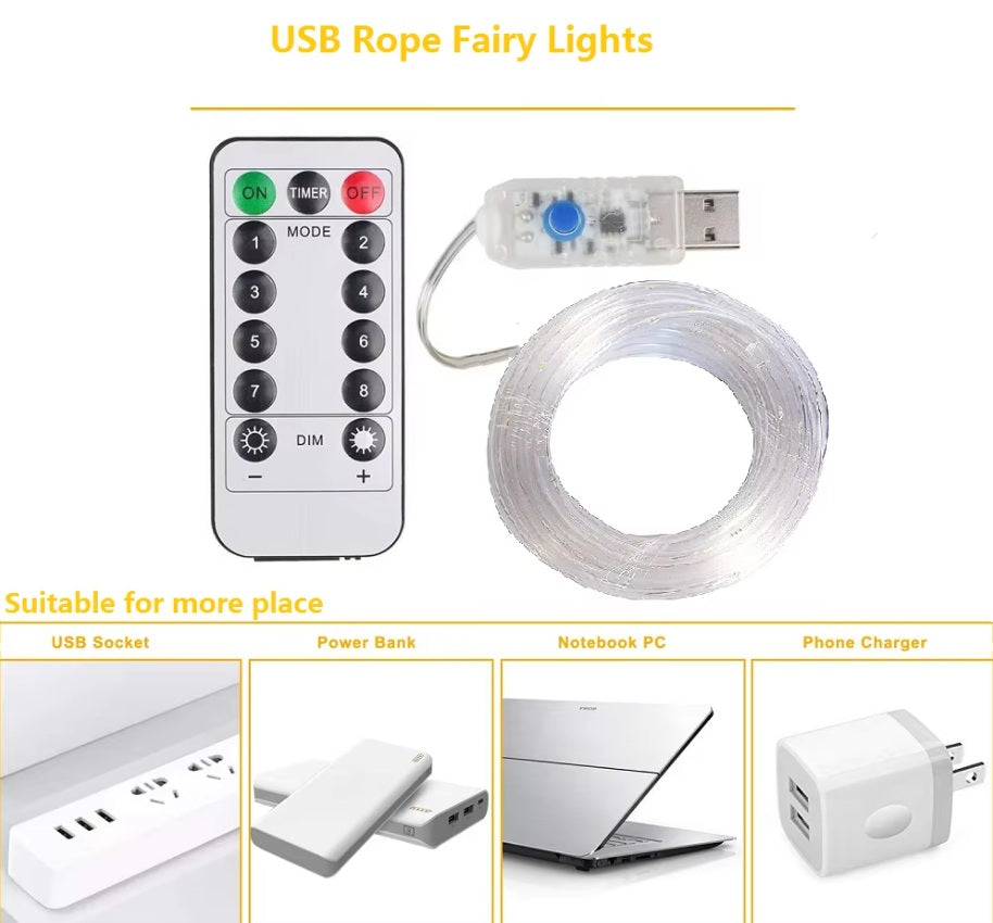 USB Fairy Light LED 2/5/10m Copper Wire String Xmas Party Remote Control Fun UK