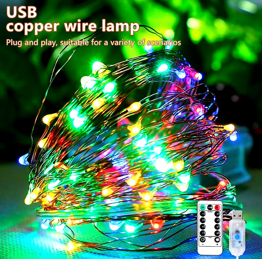 USB Fairy Light LED 2/5/10m Copper Wire String Xmas Party Remote Control Fun UK
