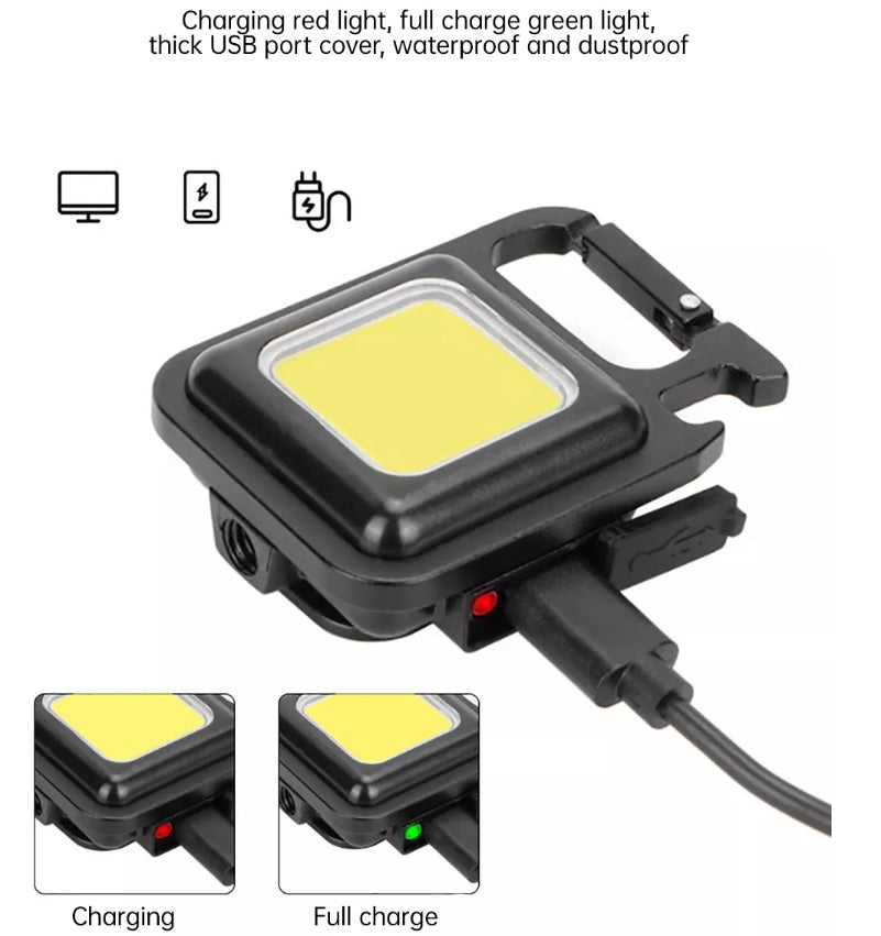 LED Rechargeable Light 800 Lum Mini USB COB Keychain Work Key Ring Camp Torch UK