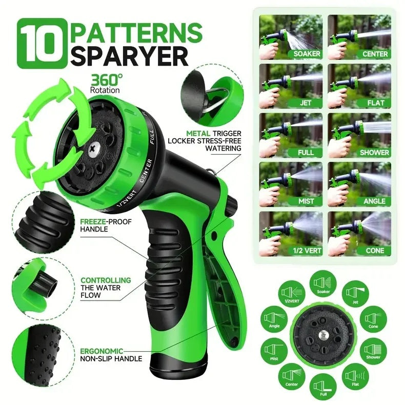 Garden Hose Heavy Duty 25-100FT Expandable Flexible Pipe Water Spray Gun 10 Modes