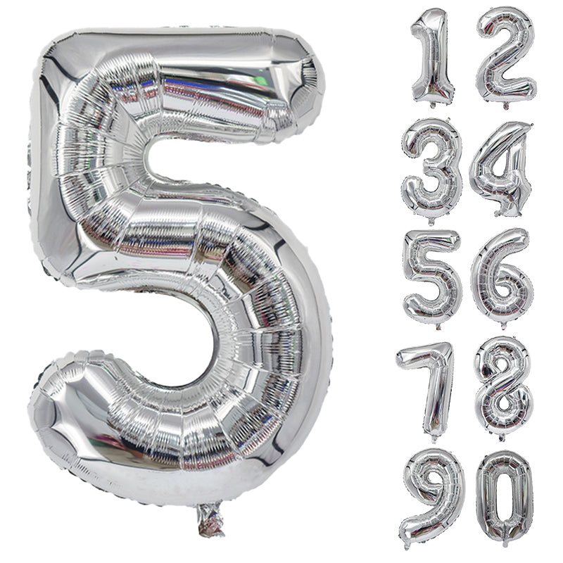 Number Balloons Birthday Silver 32“ Helium Giant Foil Large Birthday Age Party