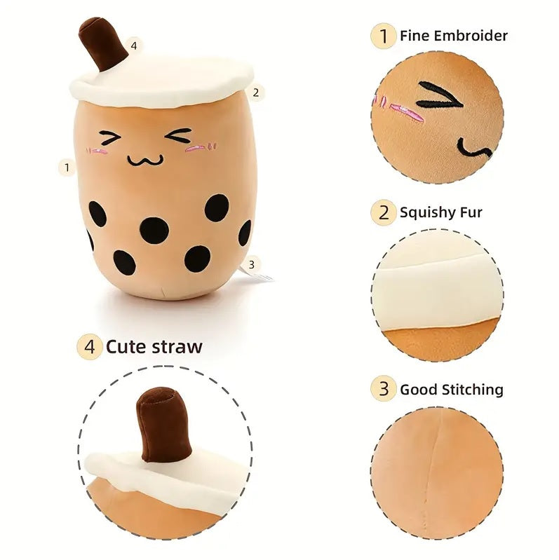 Plush Toy Bubble Tea Boba Cup Squish mallow Cute Soft Gift  Soft Kawaii Fun Kids Birthday Gift