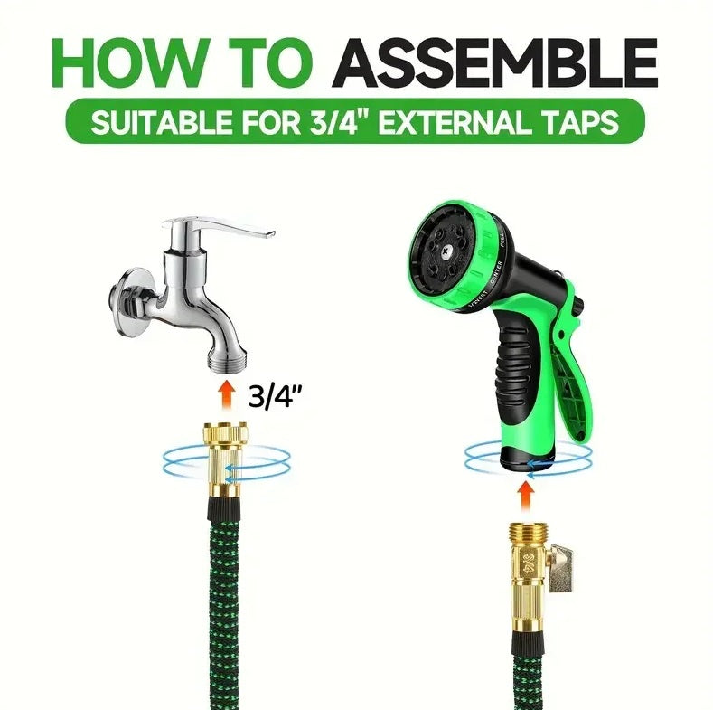 Garden Hose Heavy Duty 25-100FT Expandable Flexible Pipe Water Spray Gun 10 Modes