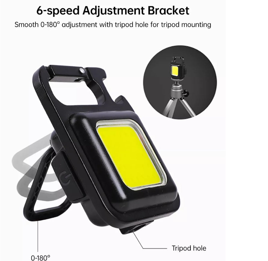LED Rechargeable Light 800 Lum Mini USB COB Keychain Work Key Ring Camp Torch UK
