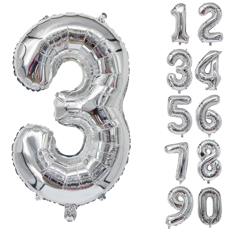 Number Balloons Birthday Silver 32“ Helium Giant Foil Large Birthday Age Party