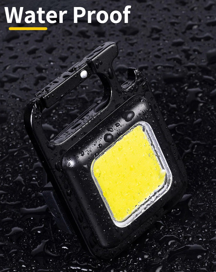LED Rechargeable Light 800 Lum Mini USB COB Keychain Work Key Ring Camp Torch UK