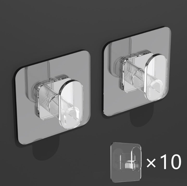 10 Hooks Transparent Strong Self Adhesive Door Wall Hangers Sticky Seamless Heavy Duty