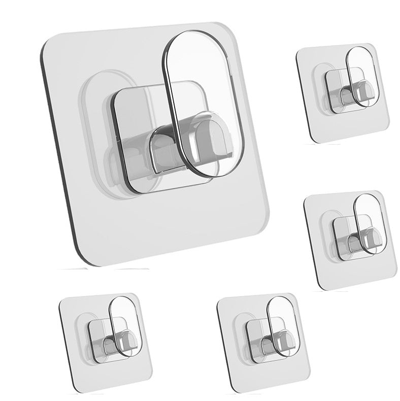 10 Hooks Transparent Strong Self Adhesive Door Wall Hangers Sticky Seamless Heavy Duty