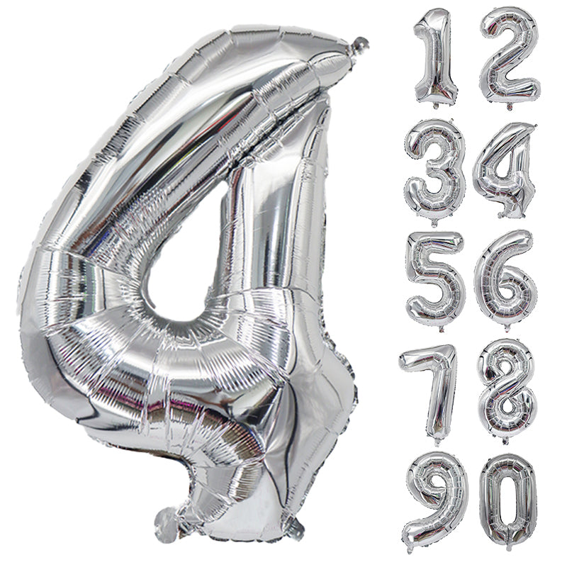 Number Balloons Birthday Silver 32“ Helium Giant Foil Large Birthday Age Party