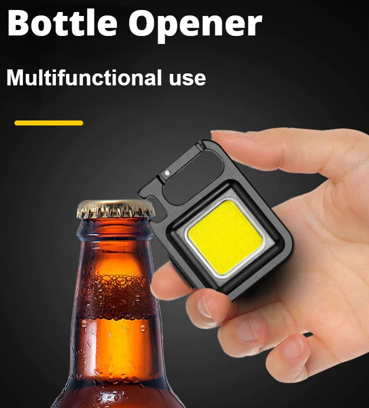LED Rechargeable Light 800 Lum Mini USB COB Keychain Work Key Ring Camp Torch UK