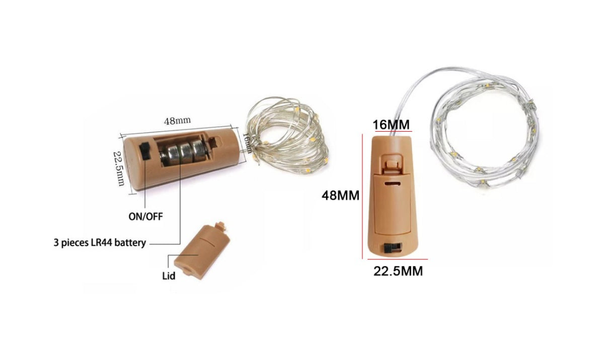 LED Lights Battery 10 LED 1m Bottle Fairy String Cork Christmas Wedding Party