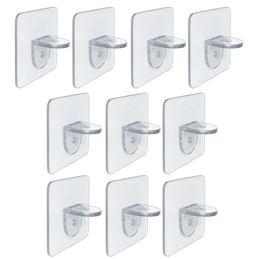 Shelf Bracket Support 10x Plastic Self Adhesive Wardrobe Cabinet Shelves Holders Clear