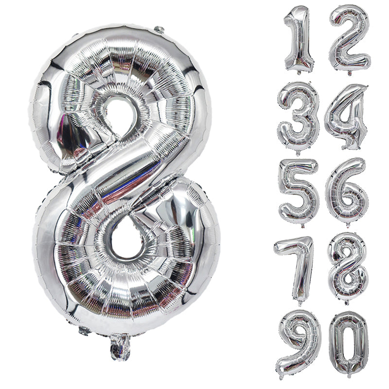 Number Balloons Birthday Silver 32“ Helium Giant Foil Large Birthday Age Party