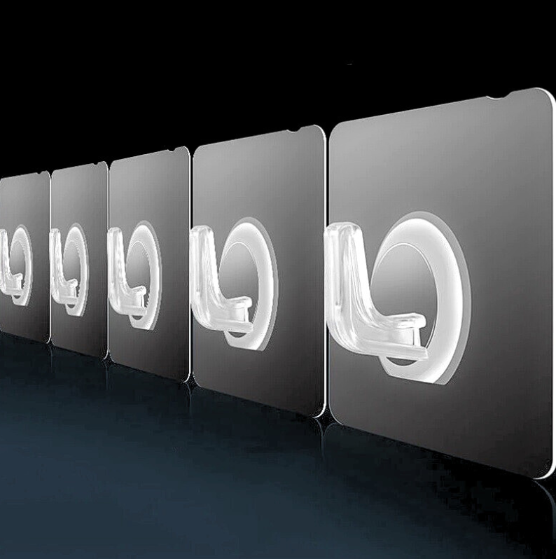 1-10 Coat Hooks Clear Strong Self Adhesive Door Wall Hangers Sticky Seamless