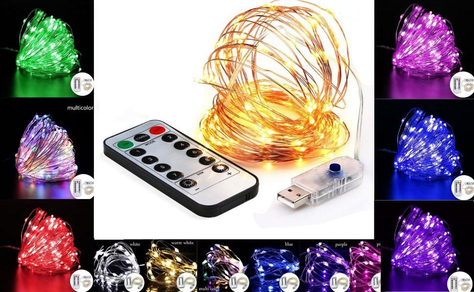 USB Fairy Light LED 2/5/10m Copper Wire String Xmas Party Remote Control Fun UK