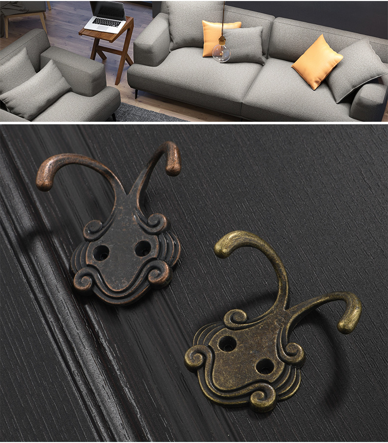 Coat Hooks Bronze Vintage  Cast Wall Mounted Cast Antique Hook Door Robe Clothes Hang
