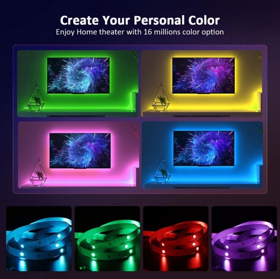 LED Strip Bluetooth APP Light RGB 5050 1- 5m Colour Changing Tape TV Kitchen