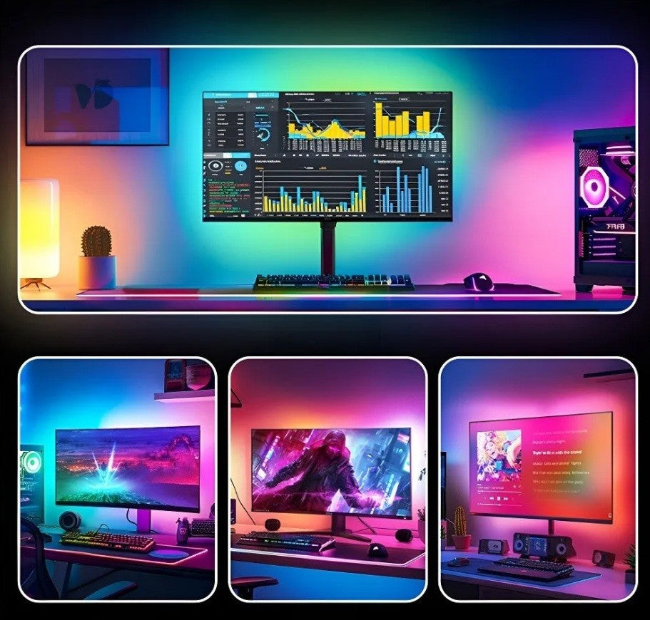 LED Strip Backlight for PC Monitor with Music Sync Computer, RGB LED Bar, 32” UK