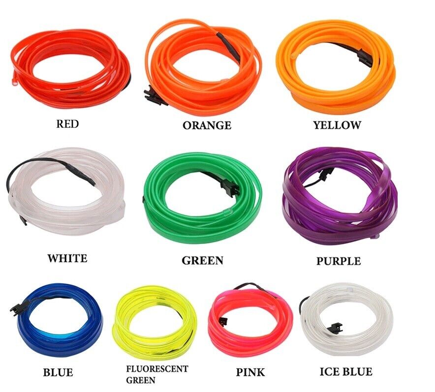 Car LED Strip Neon Rope EL Wire Flexible String Glow Light 5m DIY Lighting USB