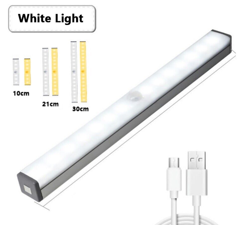 LED Wireless Rechargeable Light PIR Motion Sensor Strip Cabinet Closet Lamp DIY