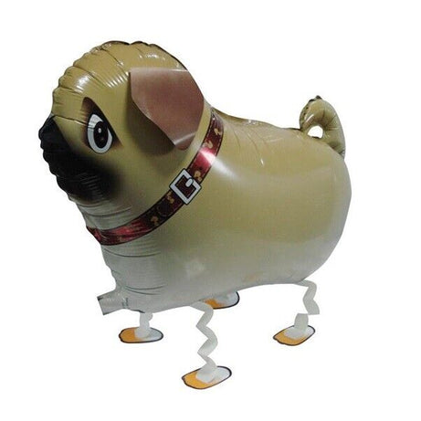 Pug Balloon Dog Walking Pet Animal Airwalker Foil Helium Kids Fun Parties Toys