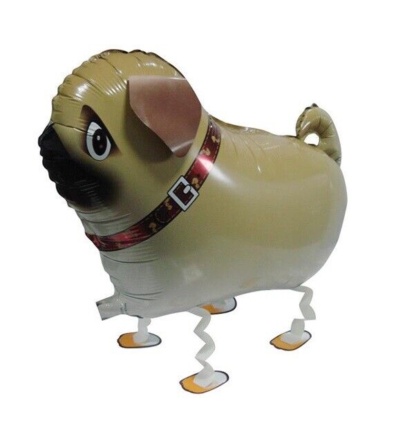 Pug Balloon Dog Walking Pet Animal Airwalker Foil Helium Kids Fun Parties Toys