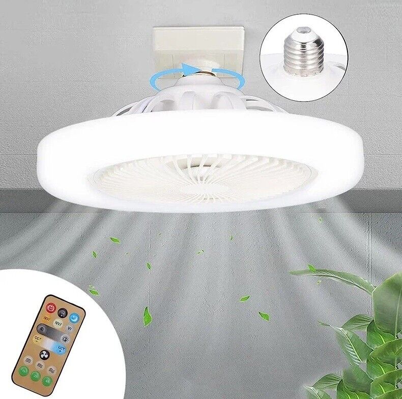 LED Fan Light Ceiling Adjustable Wind Speed Remote Control Bedroom Livingroom UK