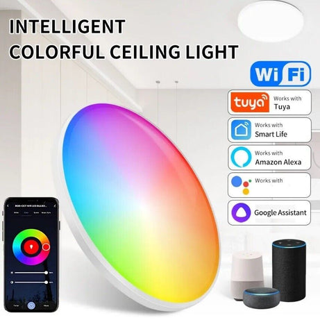 Smart LED Ceiling Light Lamp Colour Changing 30W Alexa Google Bluetooth WIFI RGB