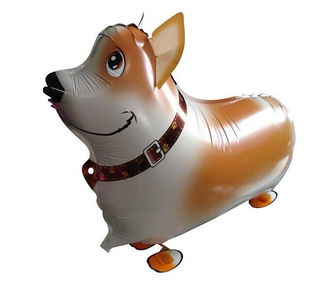 Corgi Dog Balloon Walking Pet Animal Airwalker Foil Helium Kids Fun Parties Toys