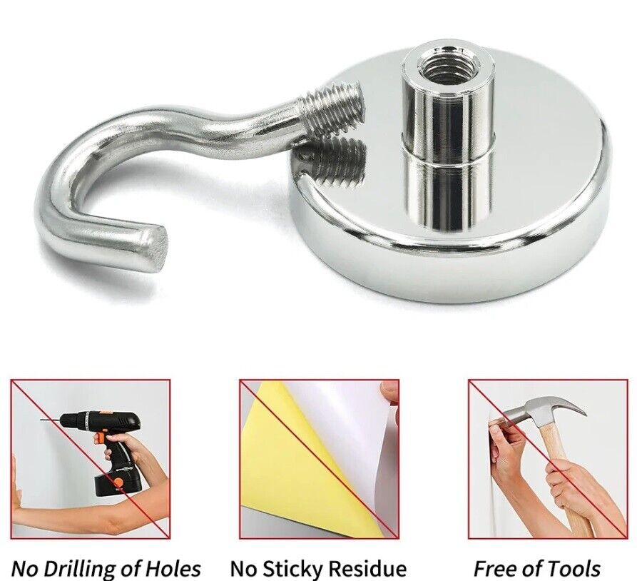 Magnetic Hooks Strong 10x Magnet Hanger Hold Neodymium Hook Heavy Duty Kitchen