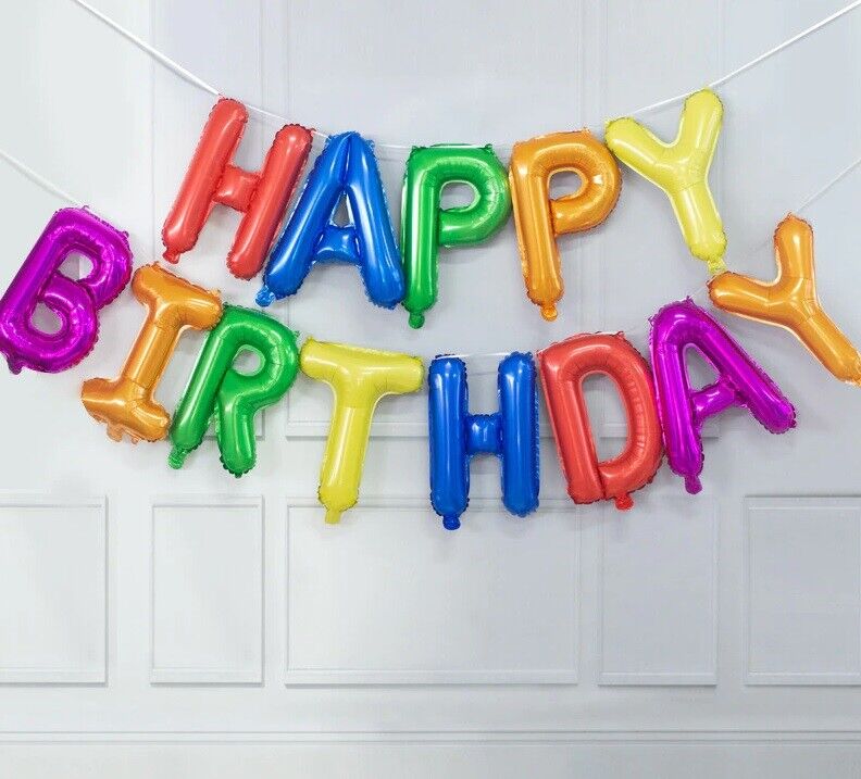 Happy Birthday Balloons 16 inch Birthday Foil Banner Hanging Letter Party Fun