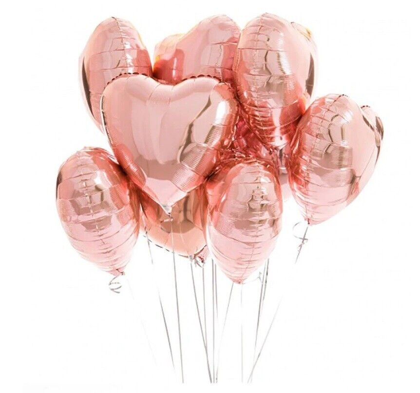Heart Balloons 18” Rose Gold Foil Helium Air Birthday Party Wedding Décor Fun UK