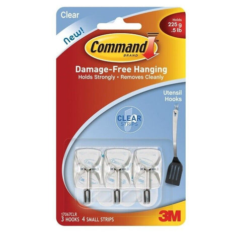 Command Hooks Clear  Decorating Utility Adhesive Stick on UK 3M Damage Free
